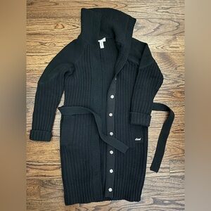 Diesel Chunky Ribbed Knit Cardigan Sweater Coat with Funnel Neck.  Size  XS